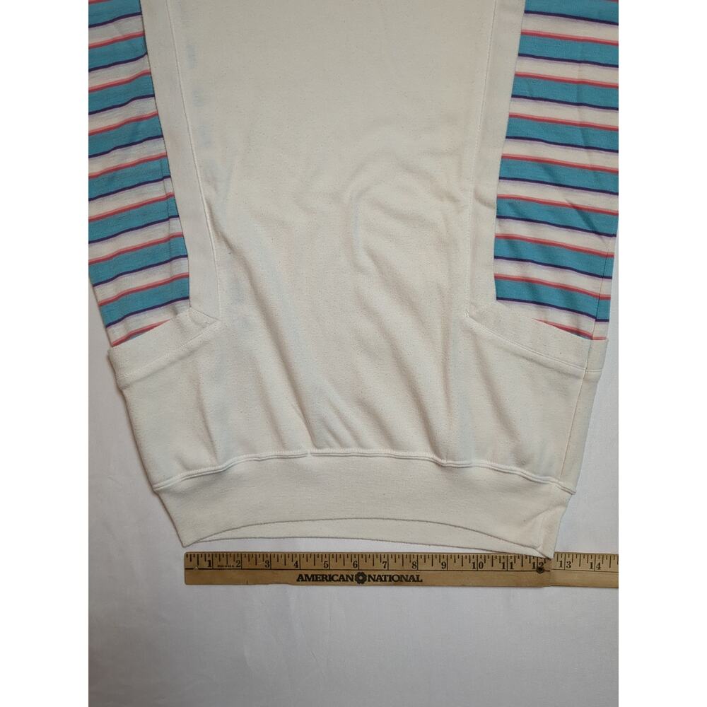 Vintage 1980’s Tshirt Women’s White striped Short Sleeve front pockets new wave - Picture 8 of 11